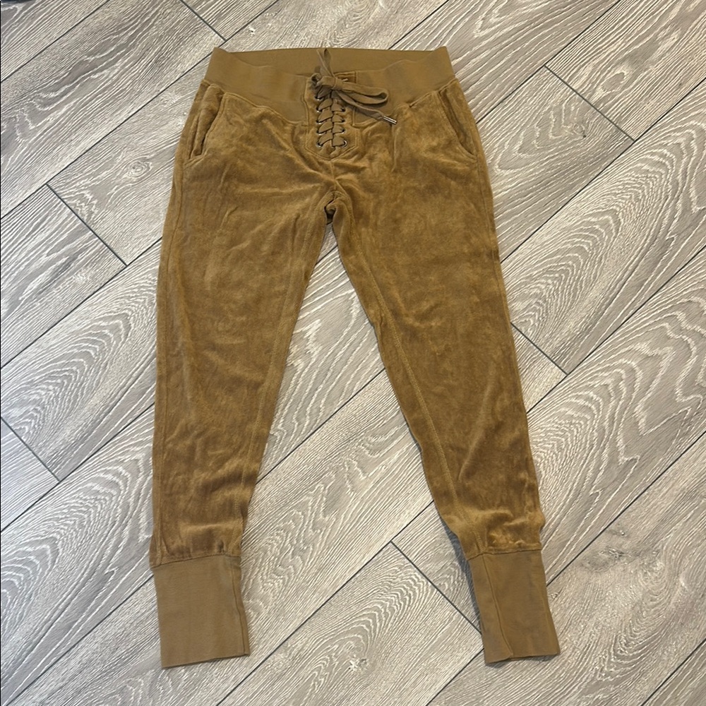 NSF Brown Velour Joggers with Lace-Up Detail